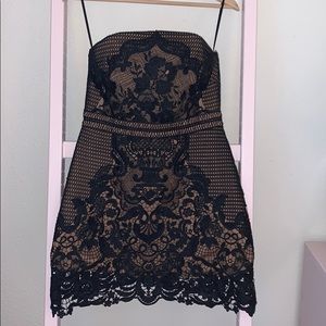 Self-portrait black and nude strapless lace dress